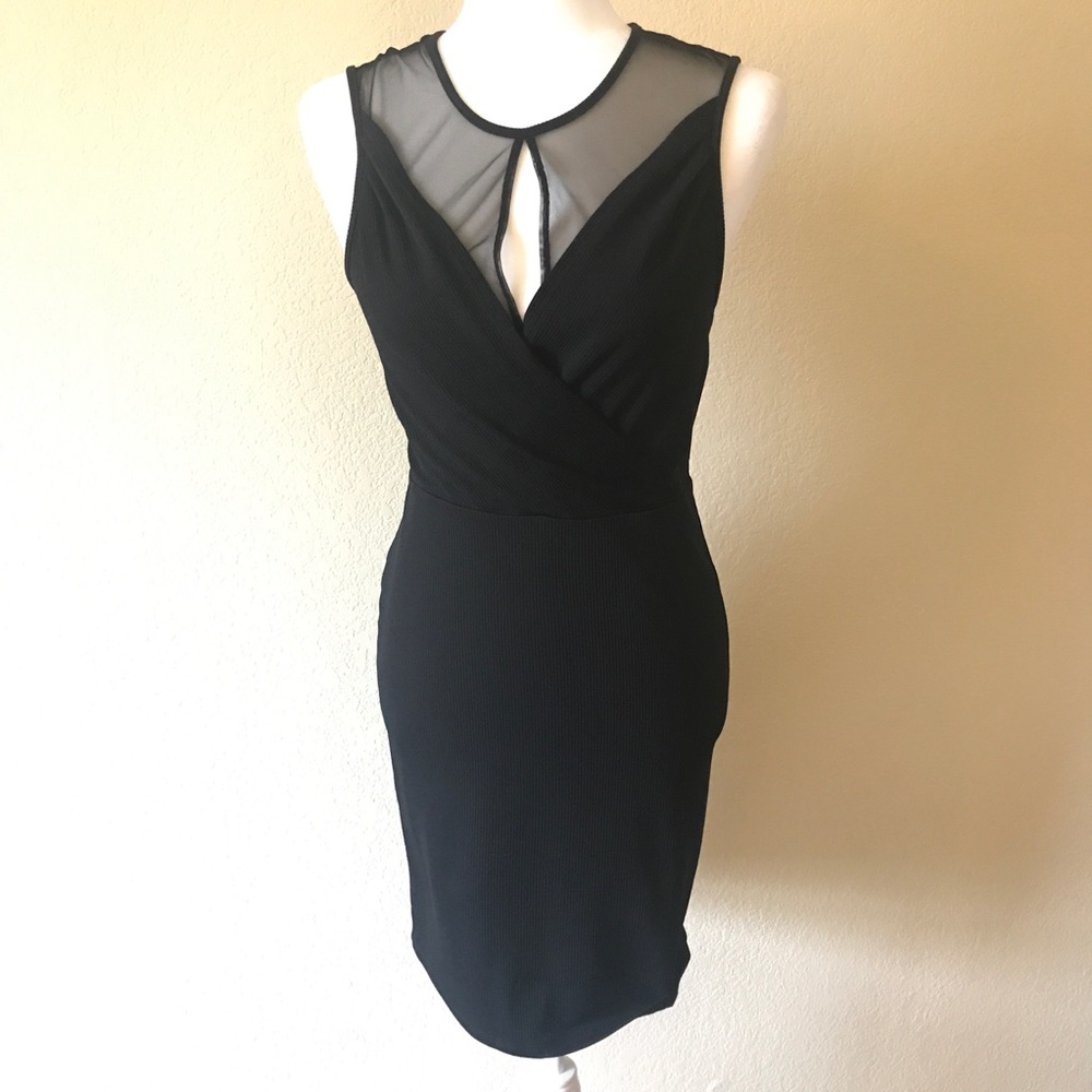 BCBGeneration ribbed knit black dress with keyhole